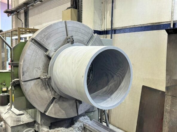 Precision machining of rudder stock Orkot bush at KIMI Marine Shaft Center