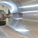 Final machining of stern tube bush after rebabbitting at KIMI Marine Shaft Center