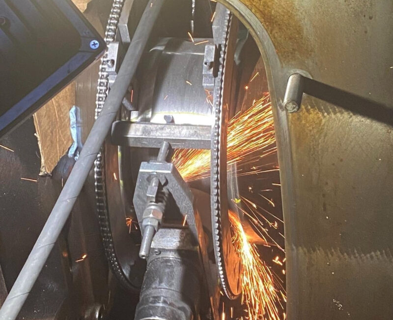 In-situ grinding process on 4-stroke crankpin journals by KIMI Boarding Teams