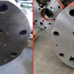 Restored cylinder cover sealing area after precision machining to OEM specifications