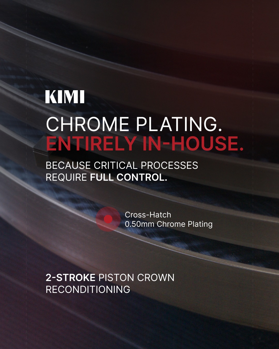 In-House Chrome Plating for 2-Stroke Piston Crowns | KIMI